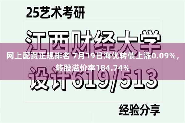 网上配资正规排名 7月19日海优转债上涨0.09%，转股溢价率184.74%