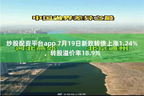 炒股配资平台app 7月19日新致转债上涨1.24%，转股溢价率18.9%